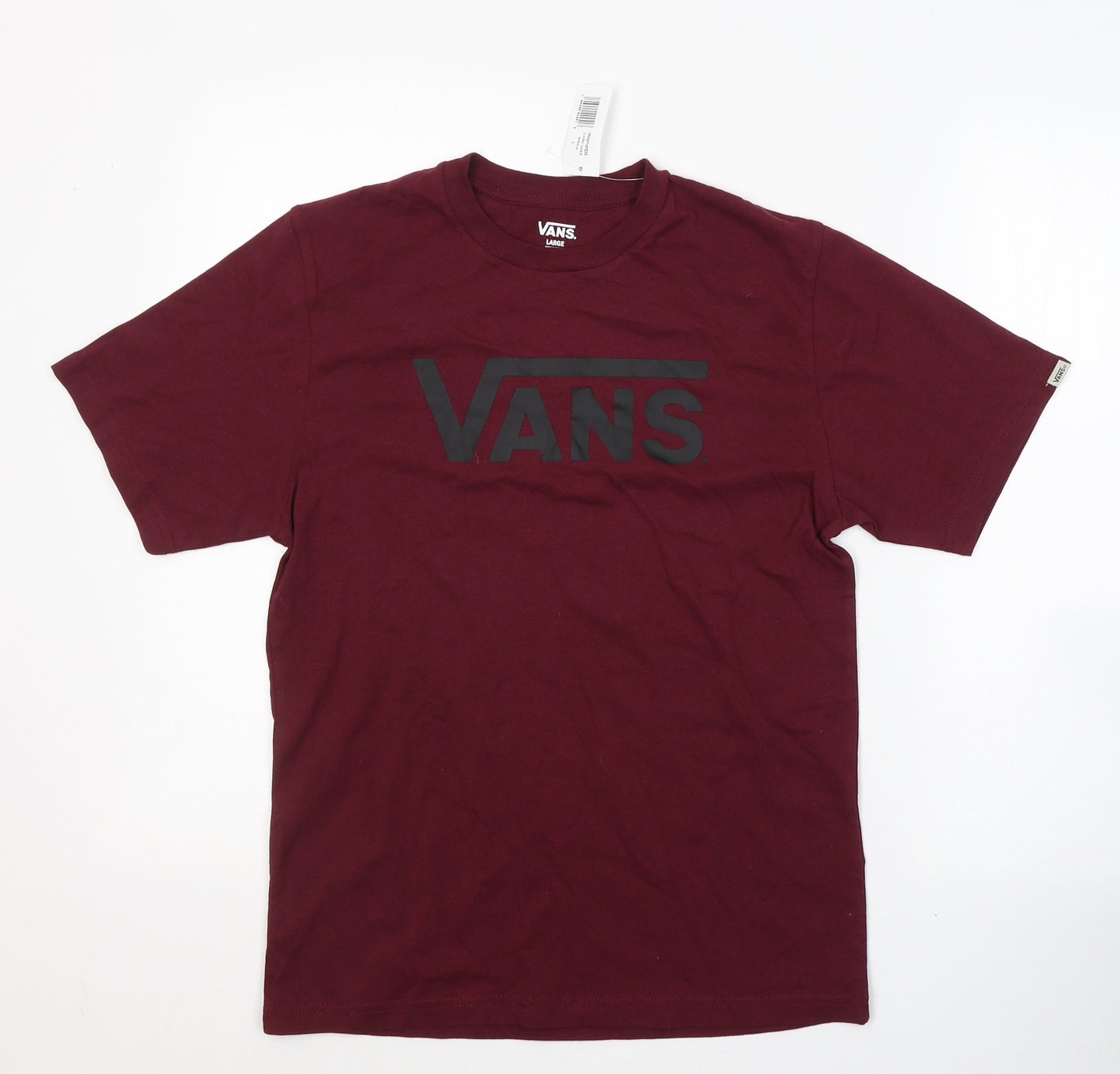 VANS Boys Red  Cotton Basic T-Shirt Size L Round Neck Pullover