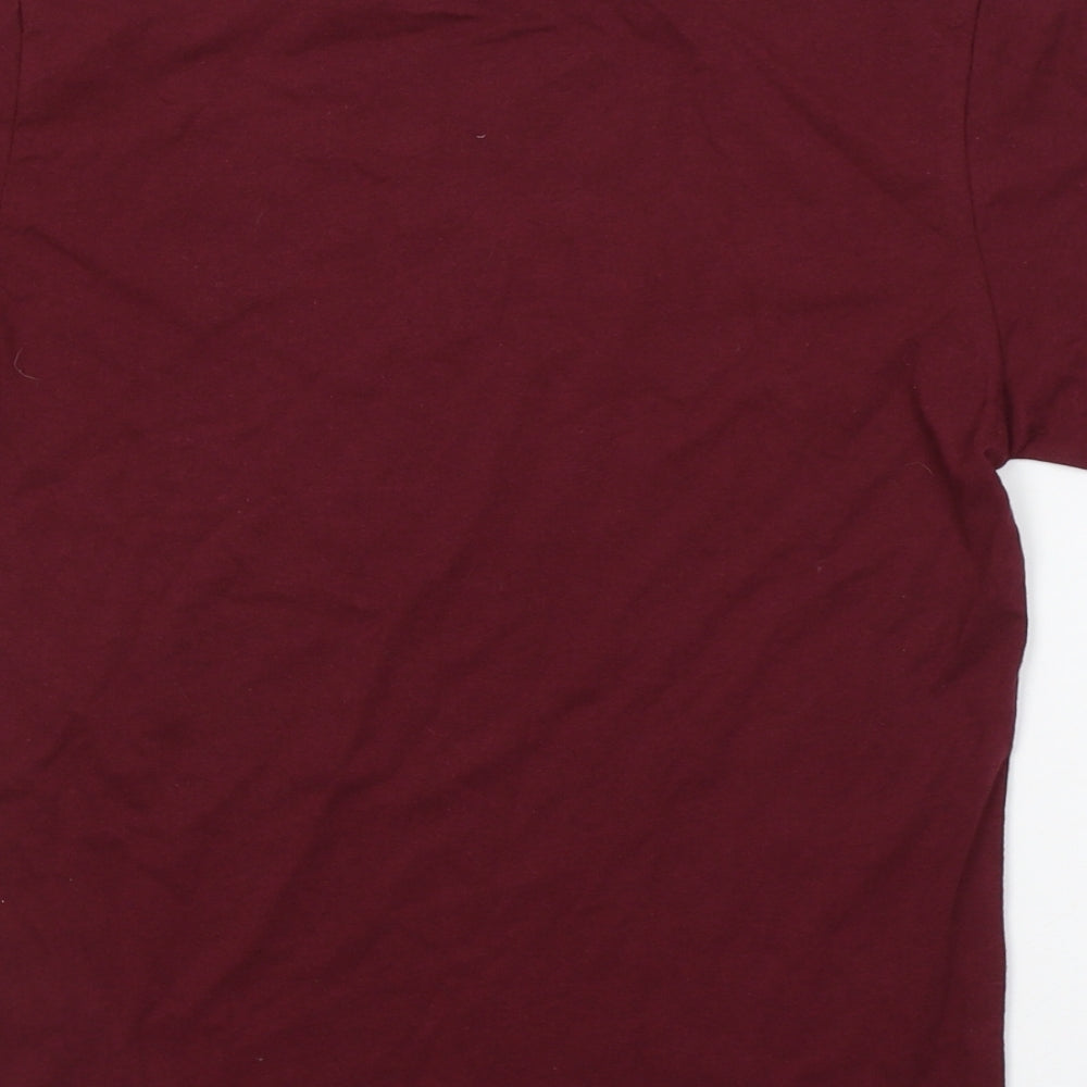 VANS Boys Red  Cotton Basic T-Shirt Size L Round Neck Pullover