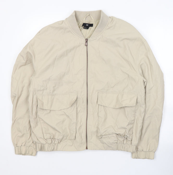 H&M Womens Beige   Jacket  Size 12  Zip - Eagle