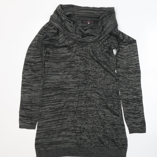 Miso Womens Grey  Acrylic Tunic Blouse Size 8 Roll Neck