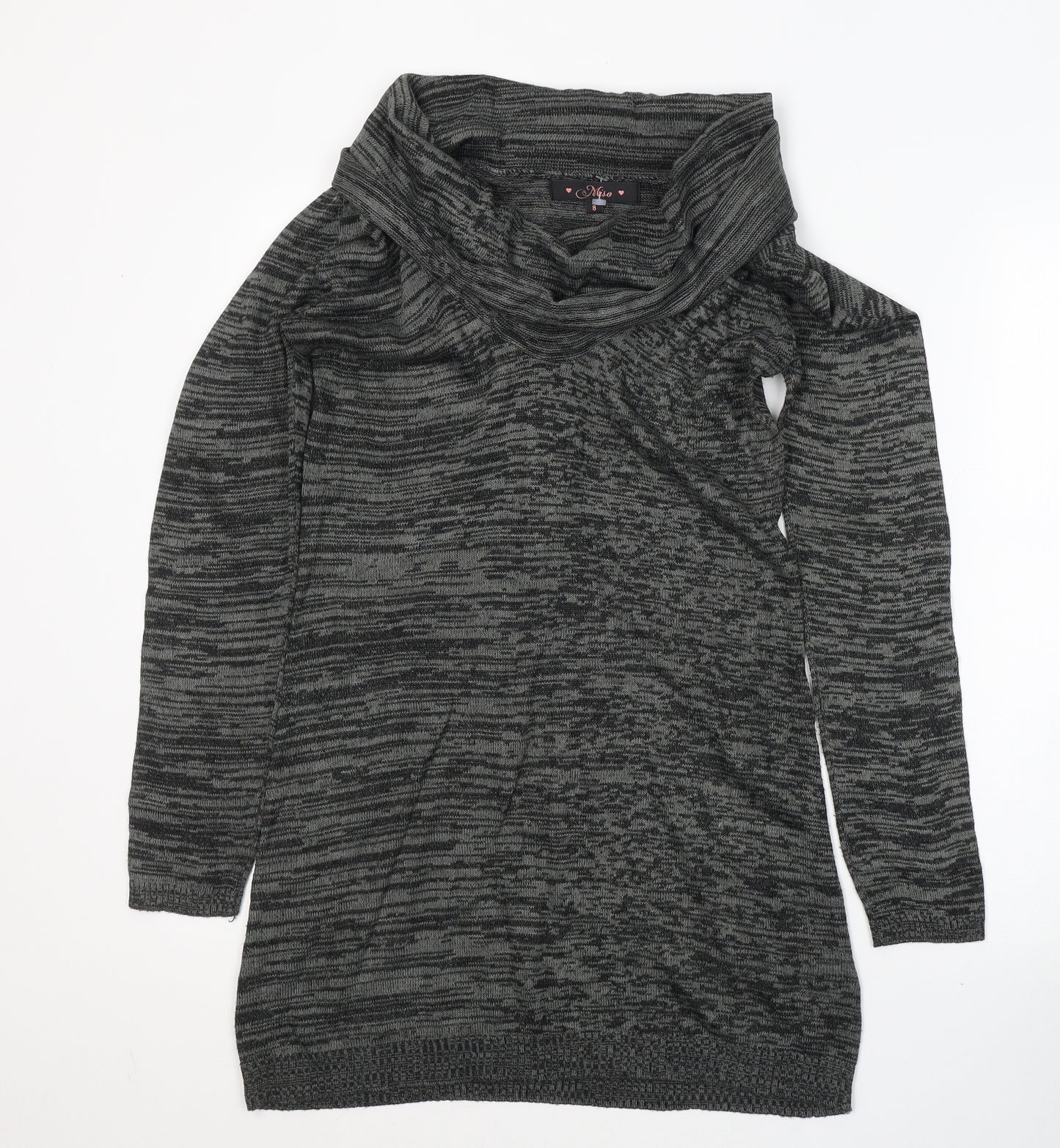 Miso Womens Grey  Acrylic Tunic Blouse Size 8 Roll Neck