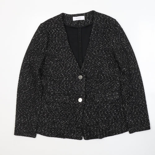 RESEVERED Womens Black Spotted Viscose Jacket Blazer Size S