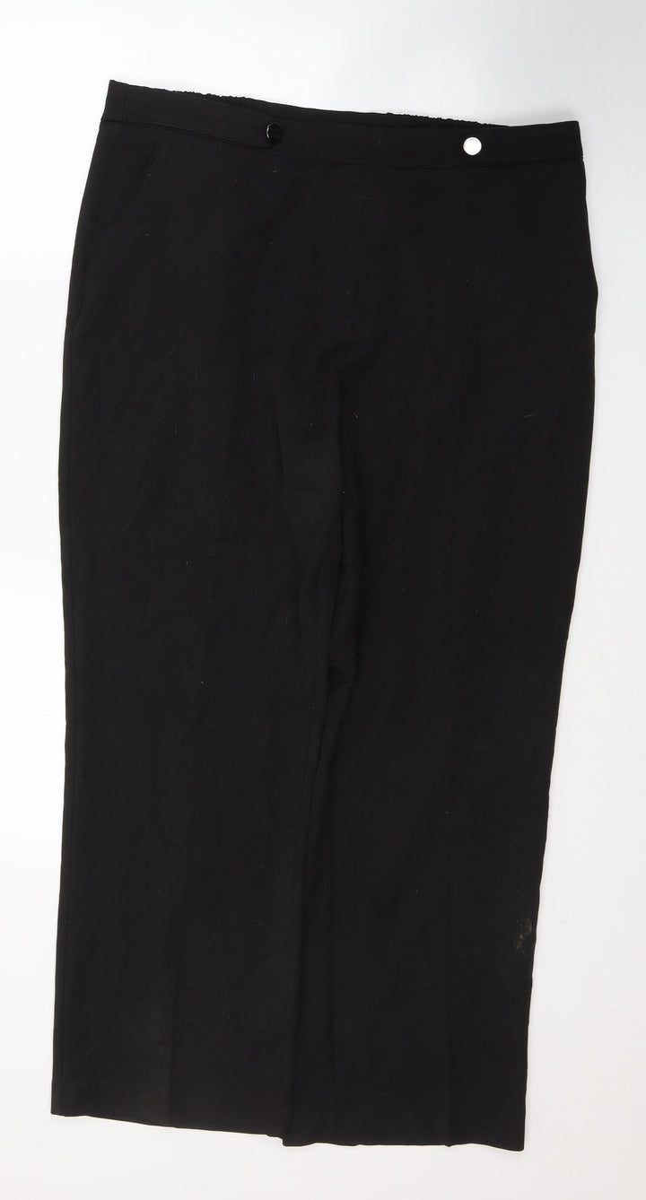 Evans Womens Black Polyester Trousers Size 18 L28 in Regular