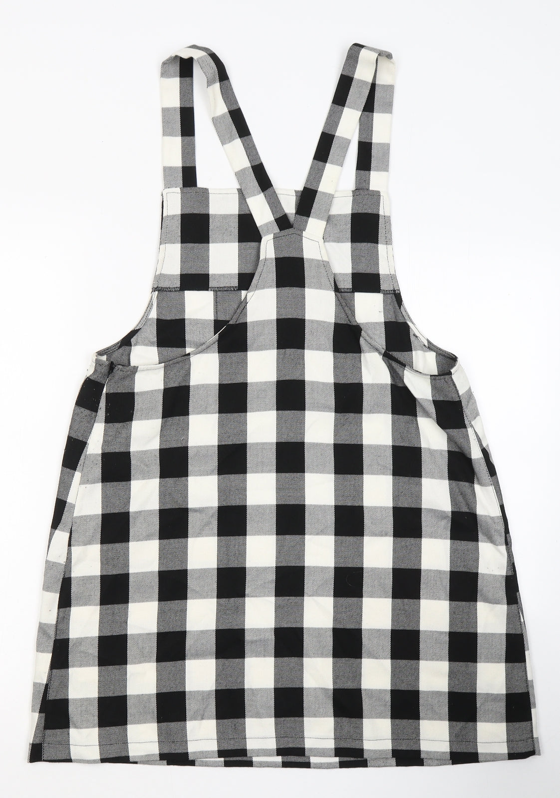 Papaya Womens Black Check Polyester Pinafore/Dungaree Dress  Size 14  Square Neck Zip