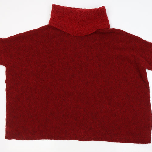 Olsen Womens Red Roll Neck  Acrylic Pullover Jumper Size 10   - slit sides