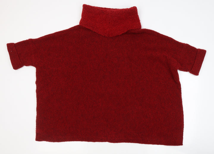 Olsen Womens Red Roll Neck Acrylic Pullover Jumper Size 10 - slit sides