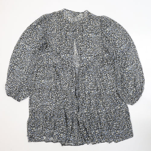 Primark Womens Blue Floral Polyester Shirt Dress  Size 12  Round Neck Button