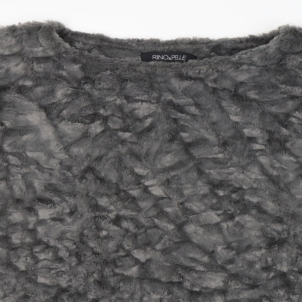 Rino&Pelle Womens Grey Round Neck  Polyester Cape Jumper Size S