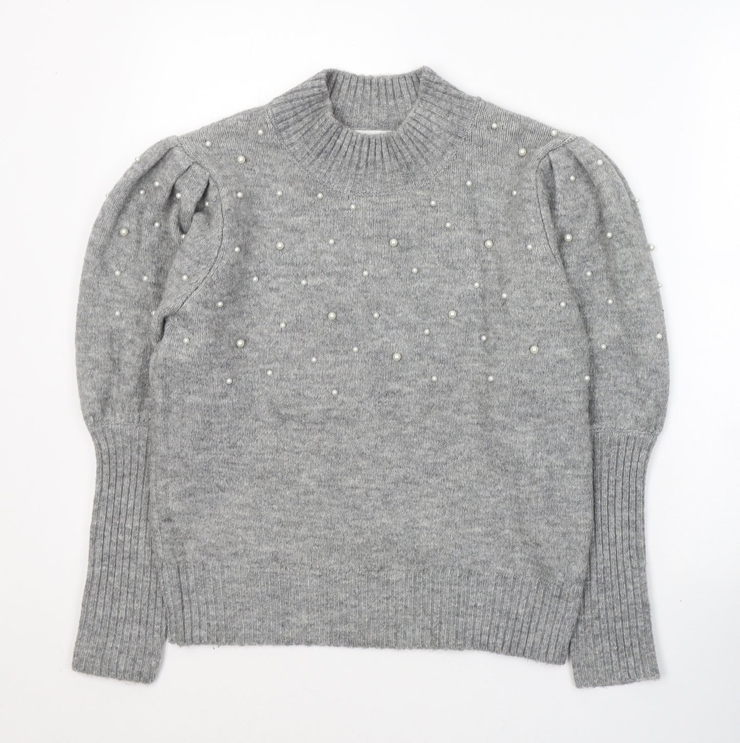 Primark Womens Grey Round Neck  Polyester Pullover Jumper Size XS