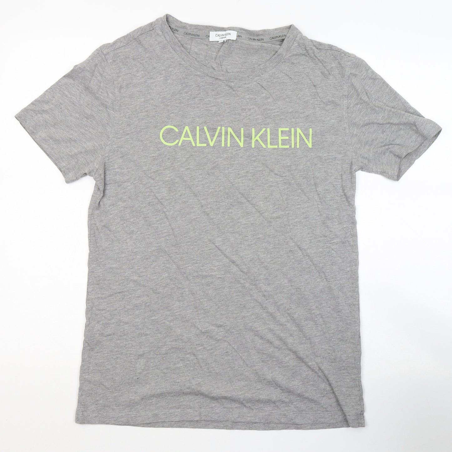 Calvin Klein Mens Grey  Cotton  T-Shirt Size M Round Neck  - Swimwear