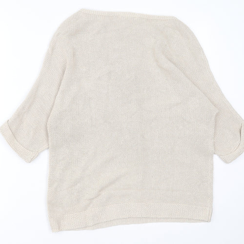 H&M Womens Beige Boat Neck  Acrylic Pullover Jumper Size XS