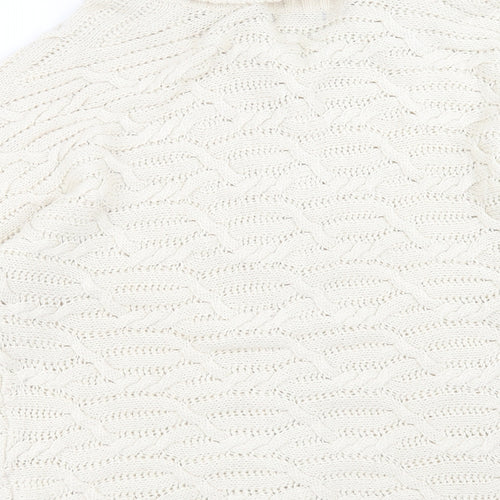 BM Womens Beige Collared  Acrylic Cardigan Jumper Size M