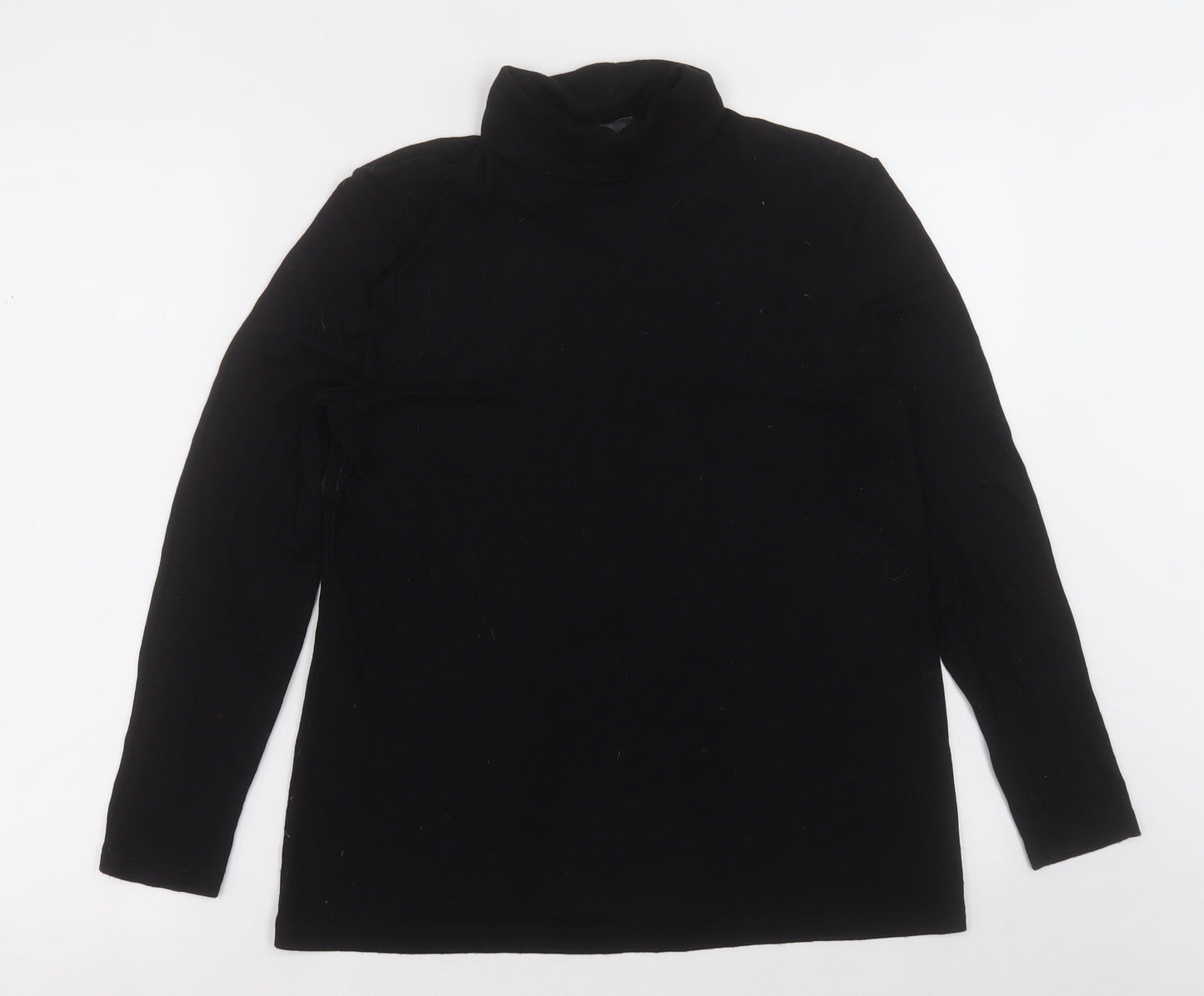 Papaya Womens Black  Viscose Basic T-Shirt Size 18 Roll Neck