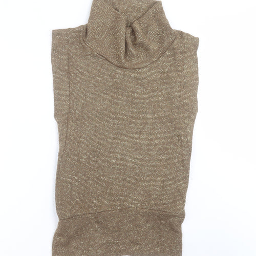 Preworn Womens Gold High Neck  Acrylic Vest Jumper One Size
