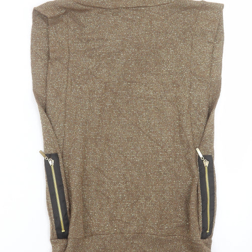 Preworn Womens Gold High Neck  Acrylic Vest Jumper One Size