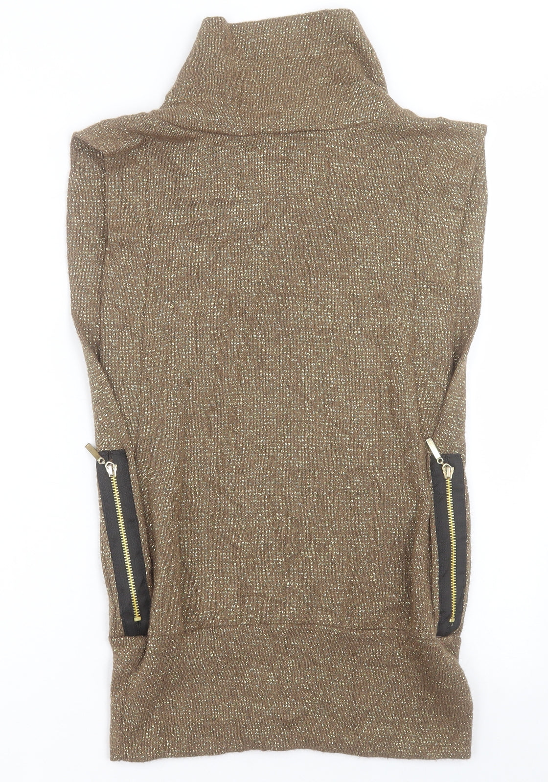 Preworn Womens Gold High Neck  Acrylic Vest Jumper One Size