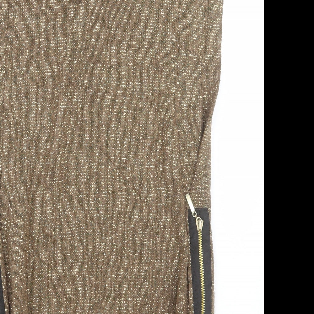 Preworn Womens Gold High Neck  Acrylic Vest Jumper One Size