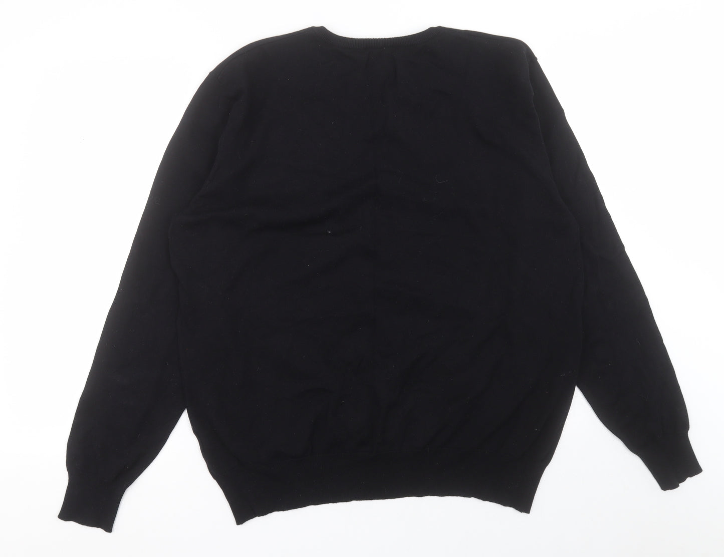 Twisted Gorilla Mens Black V-Neck  Cotton Pullover Jumper Size L