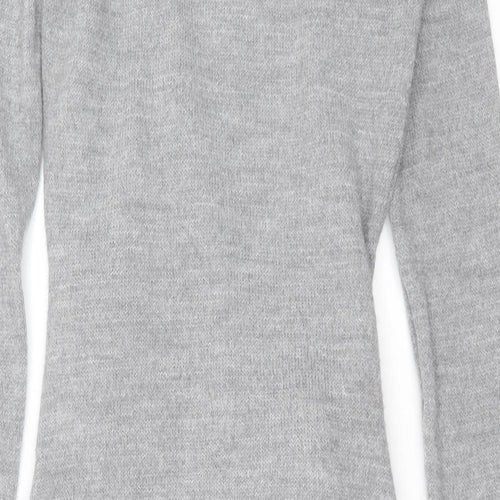 Very Womens Grey  Acrylic Jumper Dress  Size 8  V-Neck Pullover