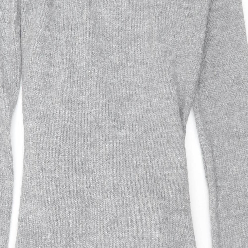 Very Womens Grey  Acrylic Jumper Dress  Size 8  V-Neck Pullover