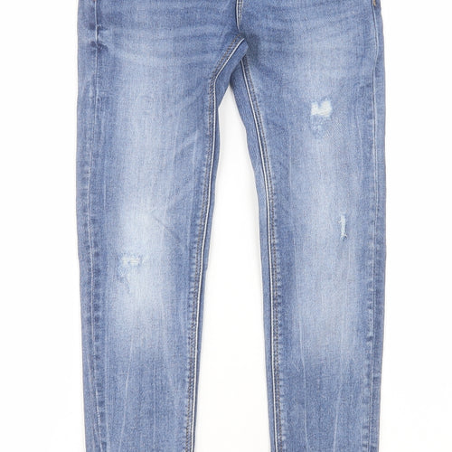 Stradivarius Womens Blue  Cotton Skinny Jeans Size 6 L27 in Regular Button