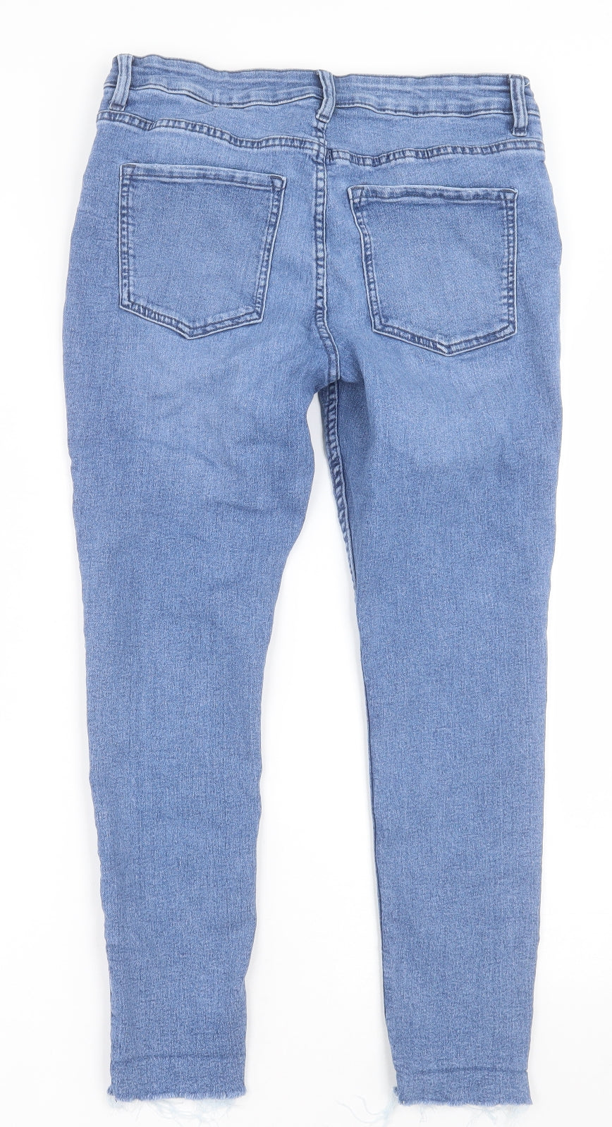 Marks and Spencer Womens Blue  Cotton Skinny Jeans Size 14 L26 in Regular Button