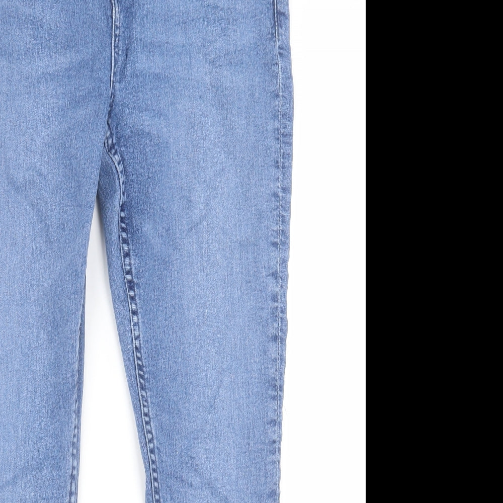 Marks and Spencer Womens Blue  Cotton Skinny Jeans Size 14 L26 in Regular Button