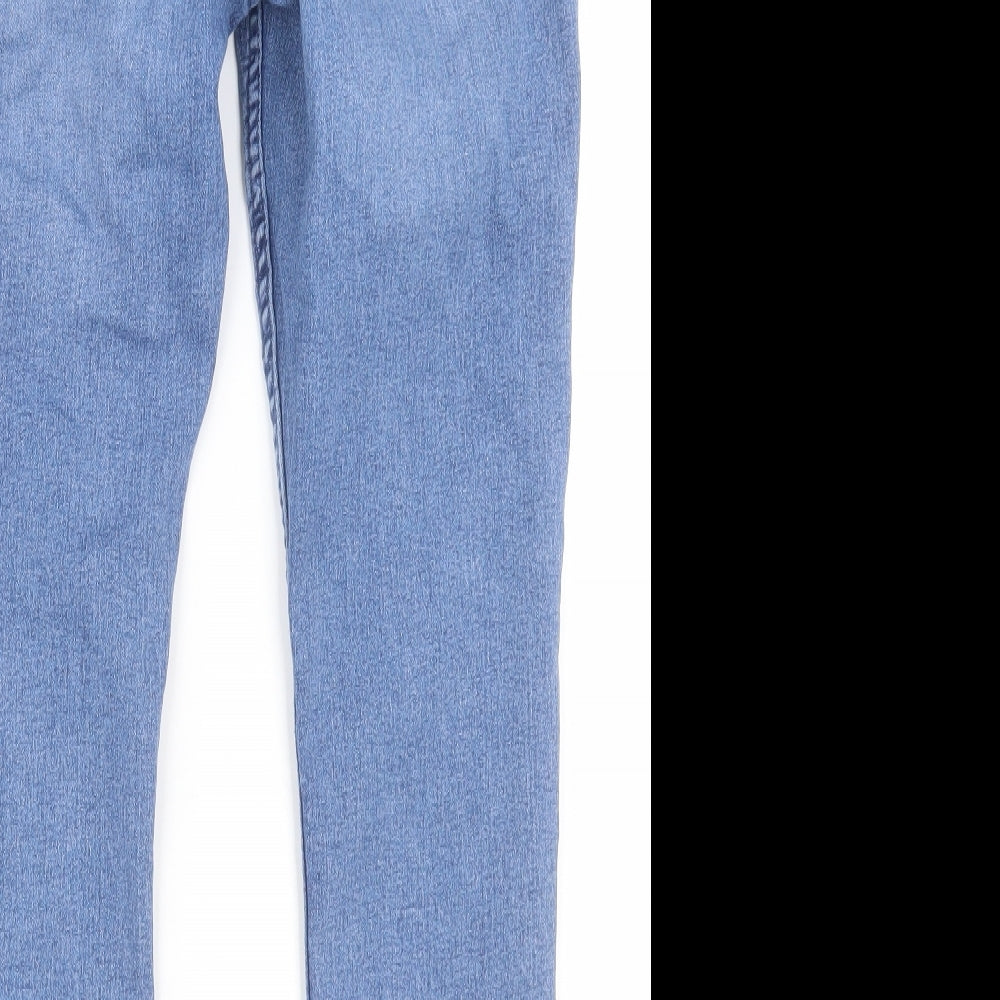 Marks and Spencer Womens Blue  Cotton Skinny Jeans Size 14 L26 in Regular Button