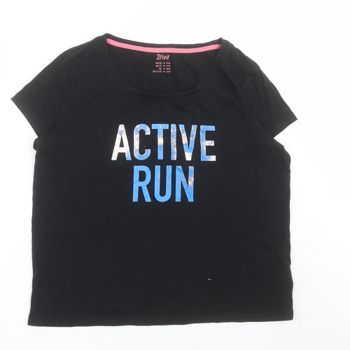 Crivit Womens Black  Cotton Basic T-Shirt Size M Crew Neck Pullover