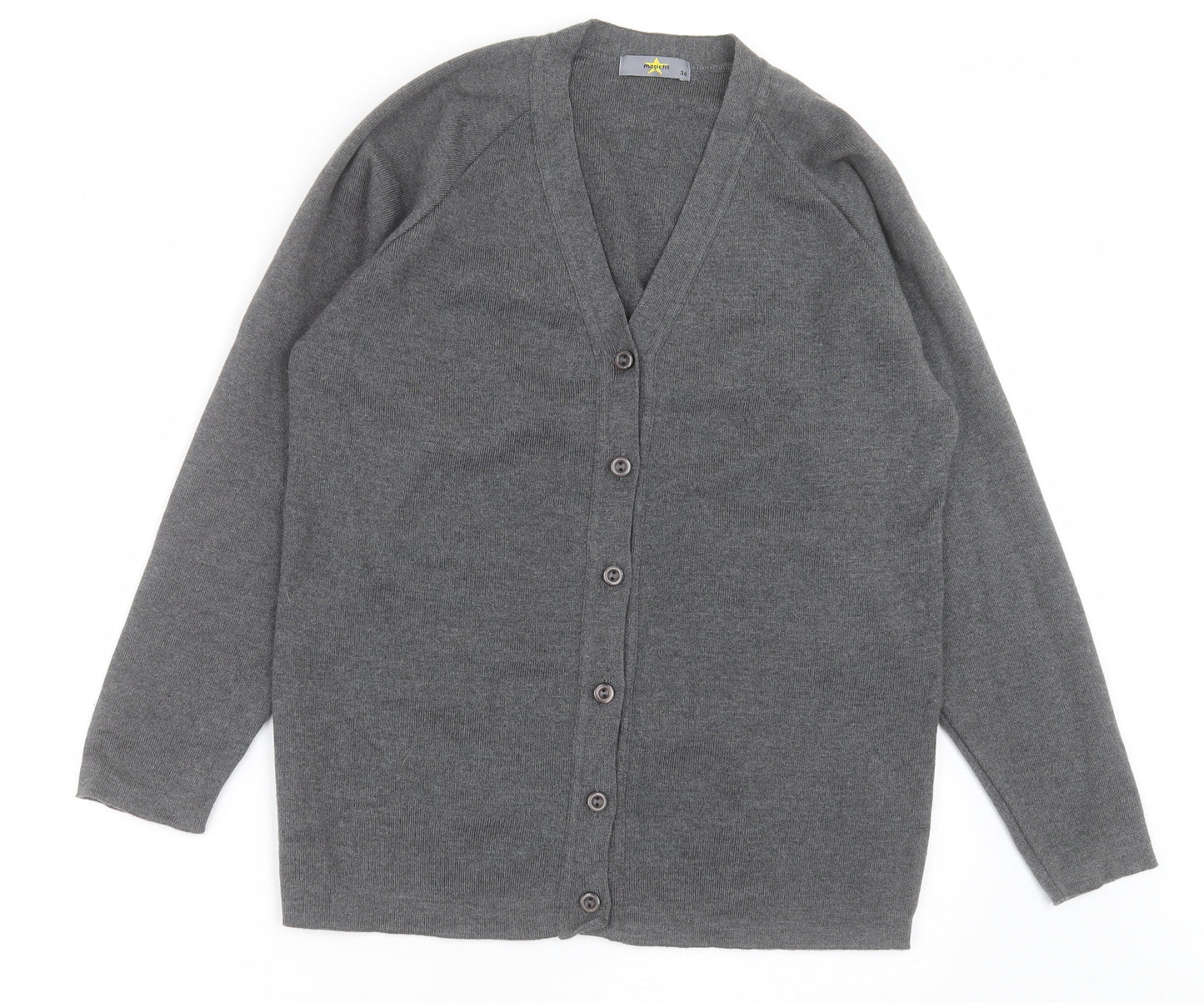 MAGIC FIT Mens Grey V-Neck  Cotton Cardigan Jumper Size S