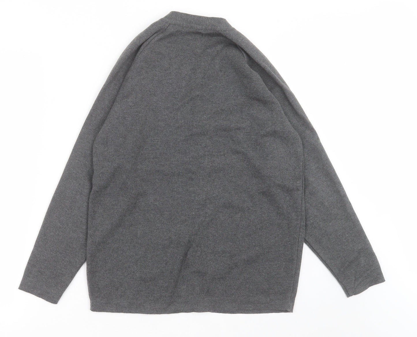 MAGIC FIT Mens Grey V-Neck  Cotton Cardigan Jumper Size S