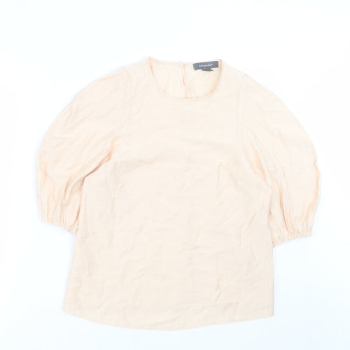 Primark Womens Beige  Viscose Basic T-Shirt Size 8 Crew Neck
