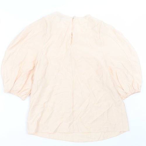 Primark Womens Beige  Viscose Basic T-Shirt Size 8 Crew Neck
