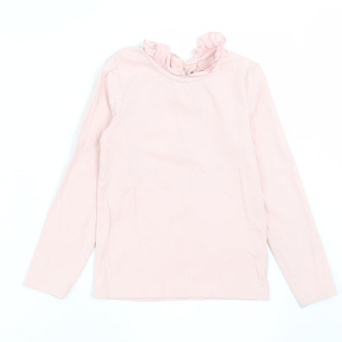 NEXT Girls Pink  Cotton Basic Casual Size 5-6 Years Collared Button