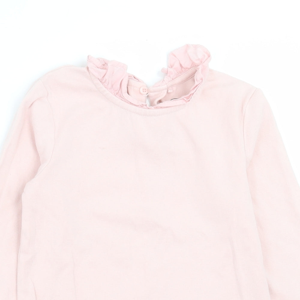 NEXT Girls Pink  Cotton Basic Casual Size 5-6 Years Collared Button