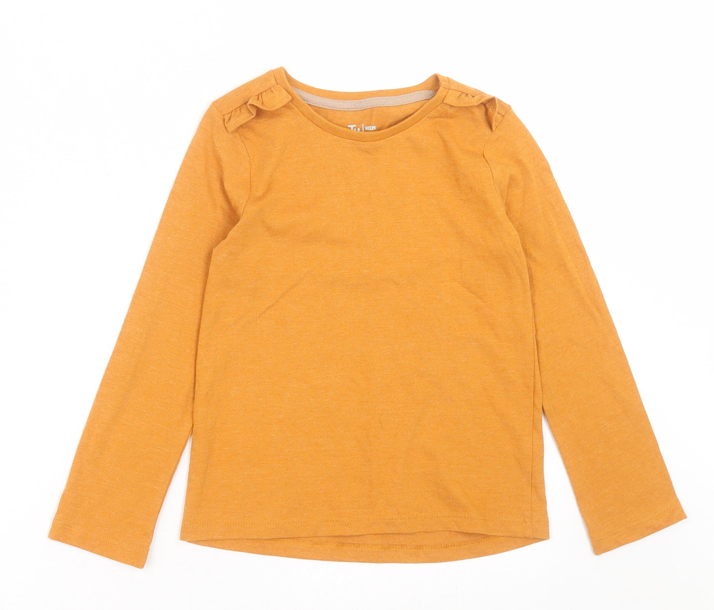 TU Girls Yellow  Cotton Basic Casual Size 5-6 Years Crew Neck Pullover