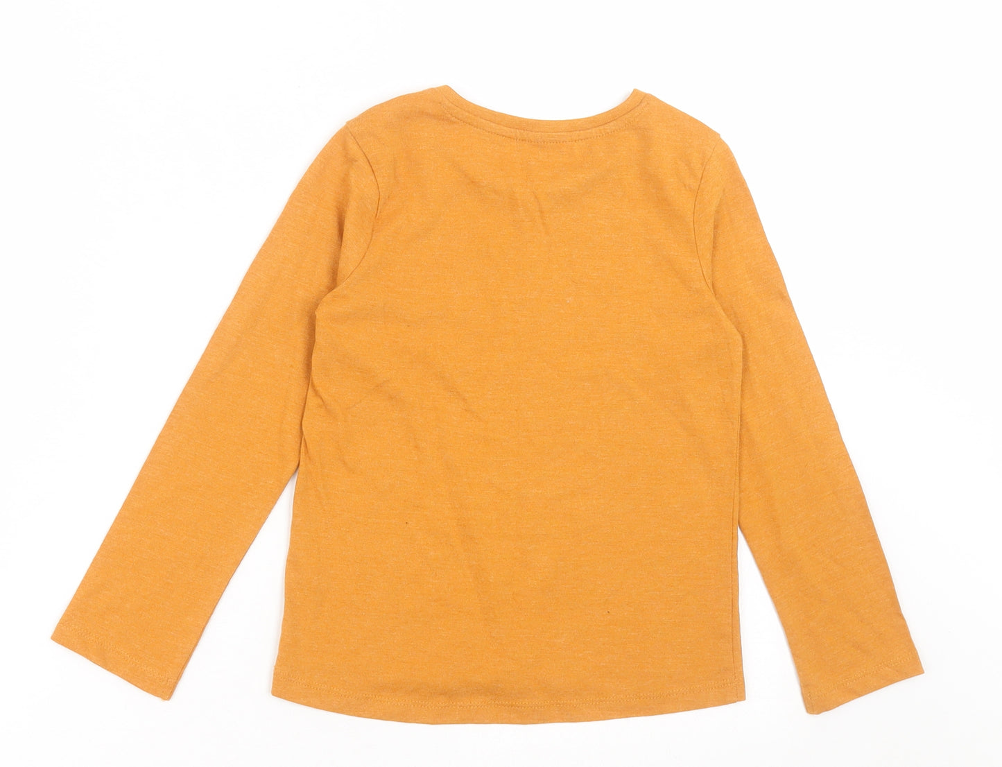 TU Girls Yellow  Cotton Basic Casual Size 5-6 Years Crew Neck Pullover