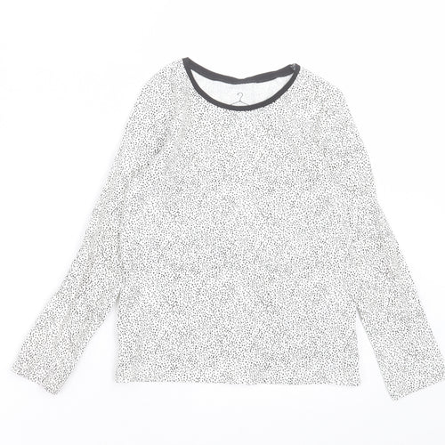 NEXT Girls White Geometric Cotton Basic Casual Size 5-6 Years Crew Neck Pullover