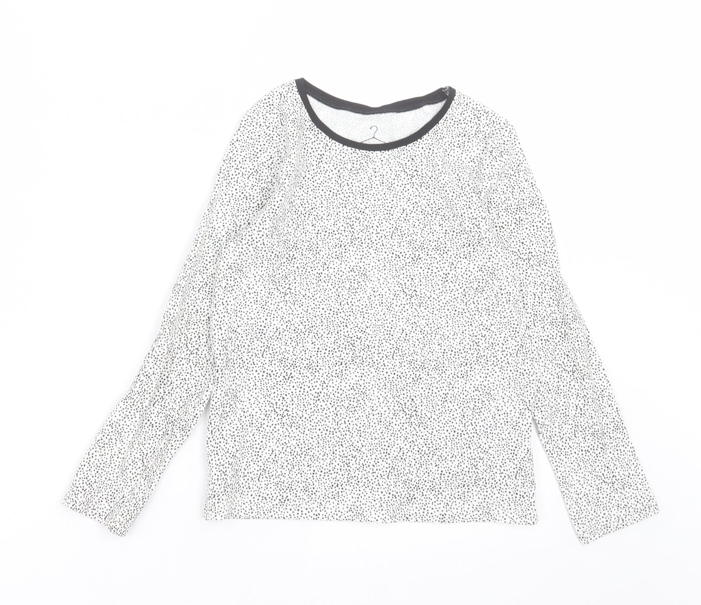 NEXT Girls White Geometric Cotton Basic Casual Size 5-6 Years Crew Neck Pullover
