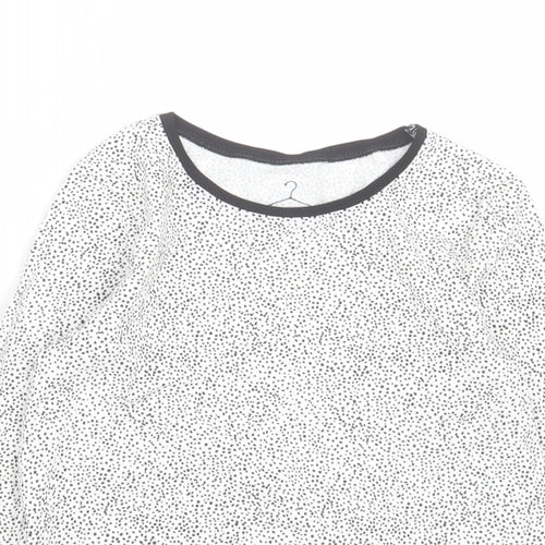 NEXT Girls White Geometric Cotton Basic Casual Size 5-6 Years Crew Neck Pullover
