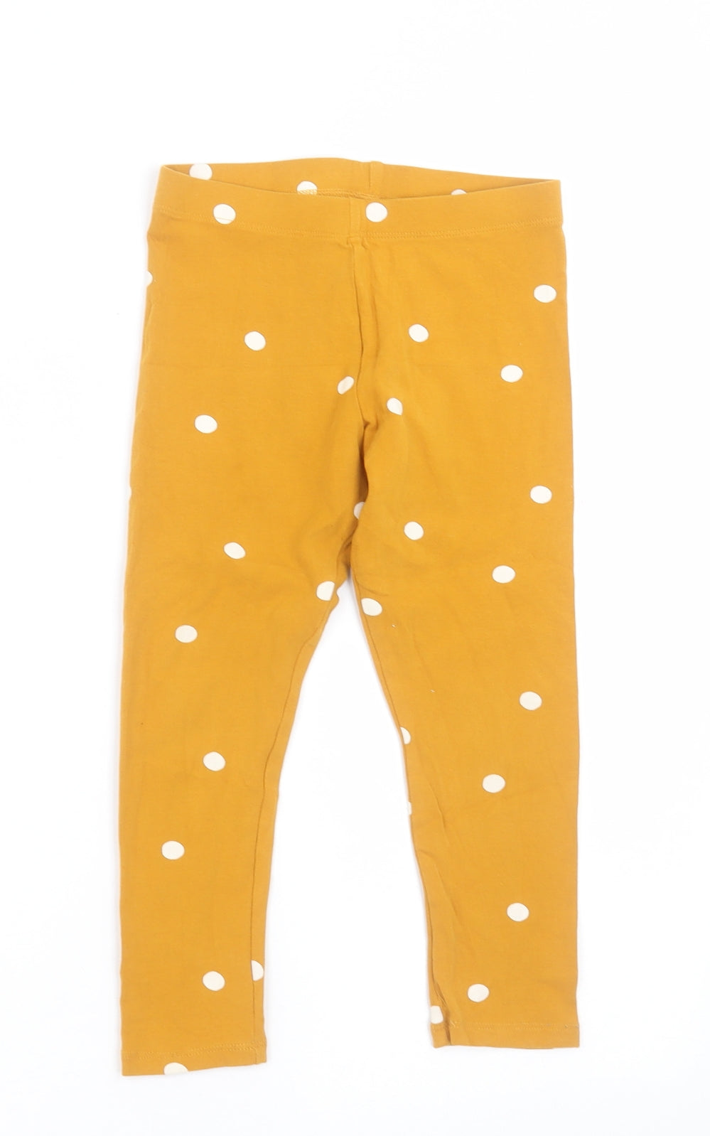 NEXT Girls Yellow Polka Dot Cotton Capri Trousers Size 5-6 Years  Regular Pullover