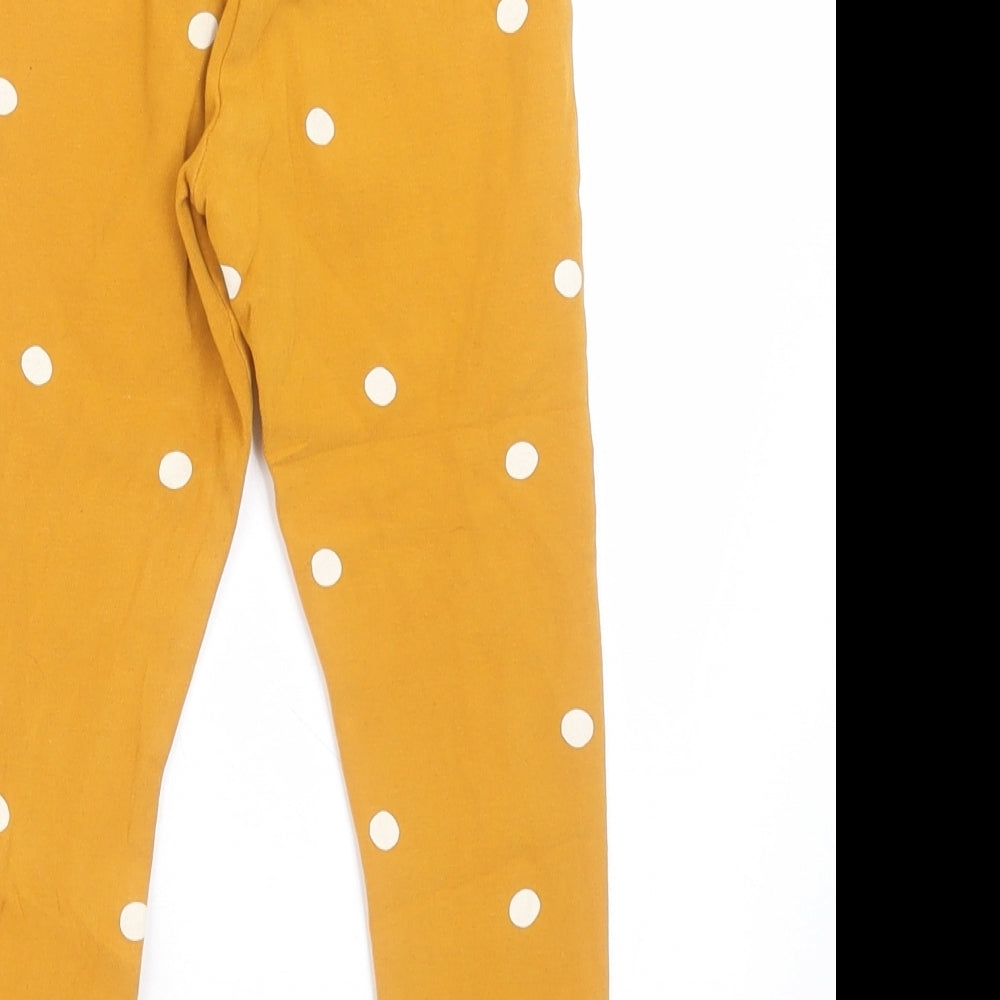 NEXT Girls Yellow Polka Dot Cotton Capri Trousers Size 5-6 Years  Regular Pullover