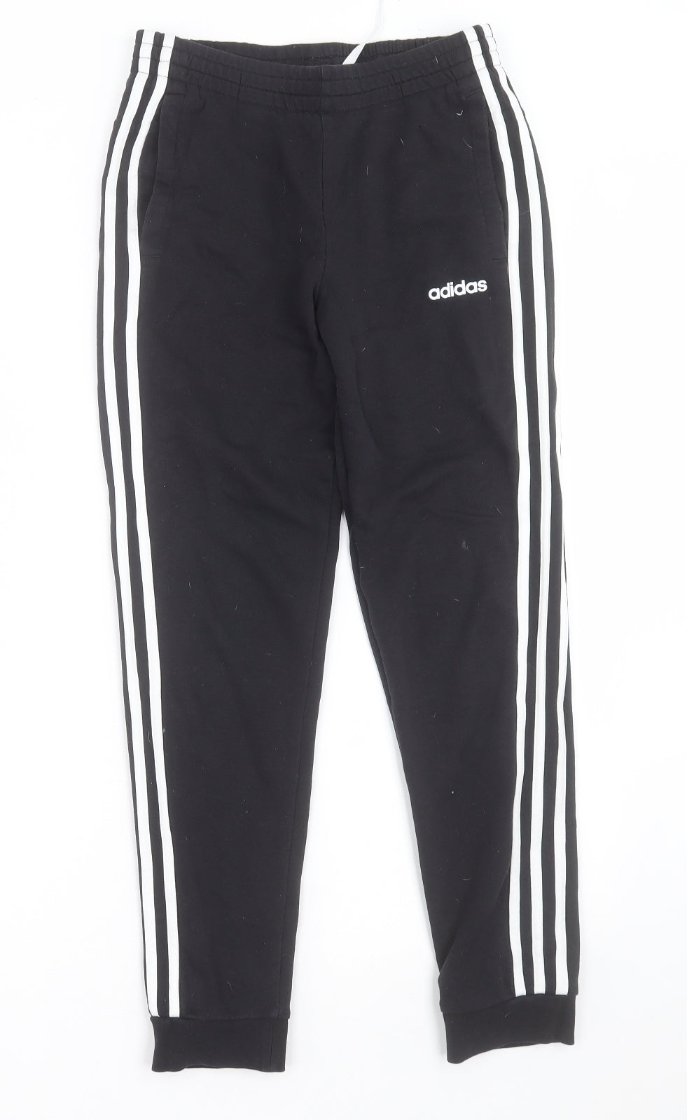 adidas Girls Black Striped Cotton Jogger Trousers Size 11-12 Years  Regular Tie