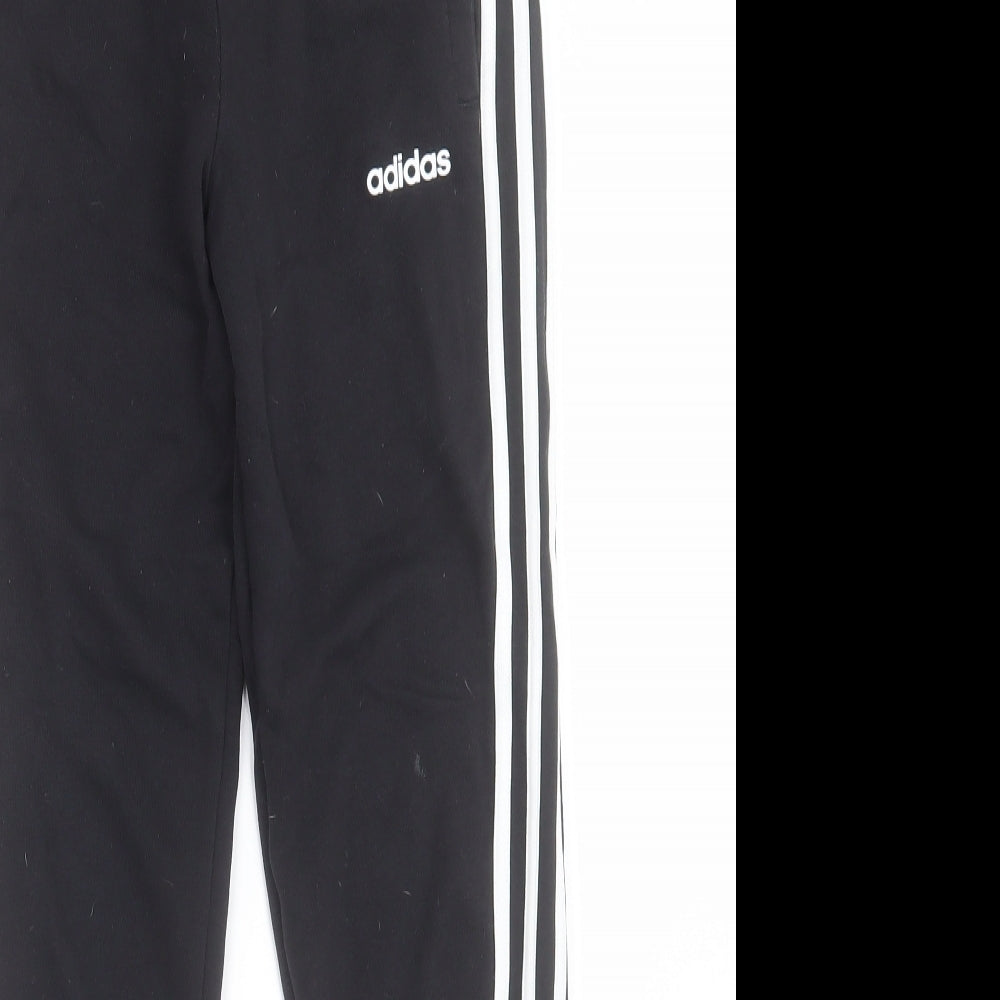 adidas Girls Black Striped Cotton Jogger Trousers Size 11-12 Years  Regular Tie