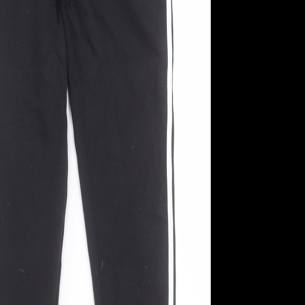 adidas Girls Black Striped Cotton Jogger Trousers Size 11-12 Years  Regular Tie