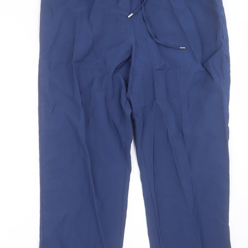 Dunnes Stores Womens Blue  Polyester Trousers  Size 14 L27 in Regular Tie