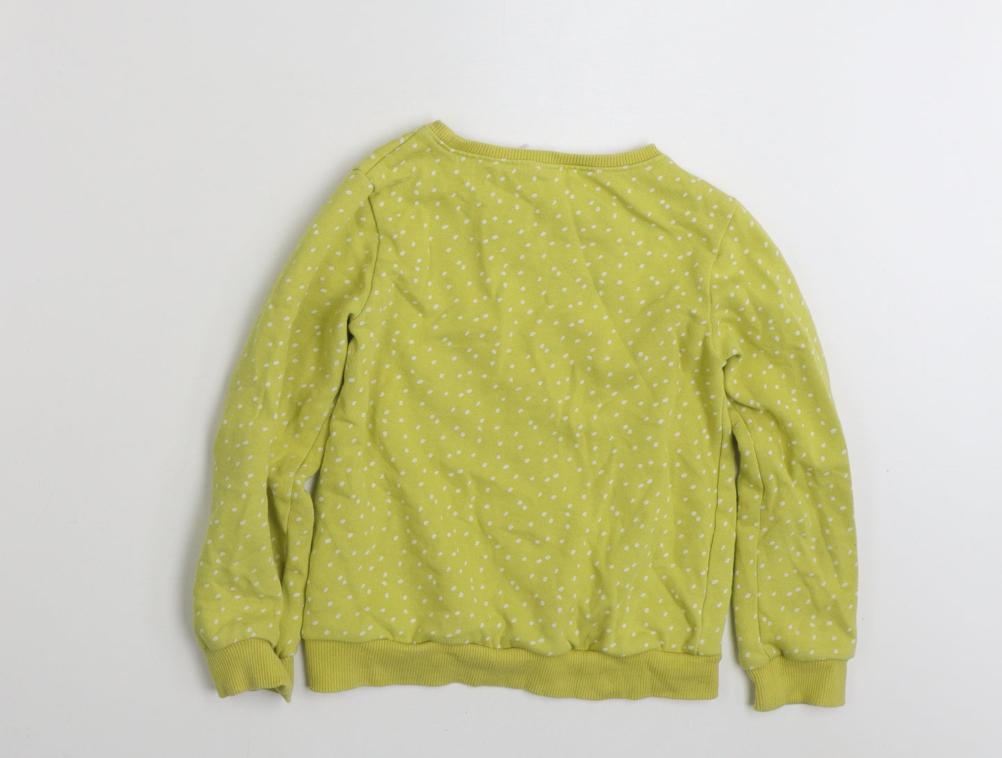 NEXT Girls Yellow Polka Dot Cotton Pullover Sweatshirt Size 8 Years  Pullover