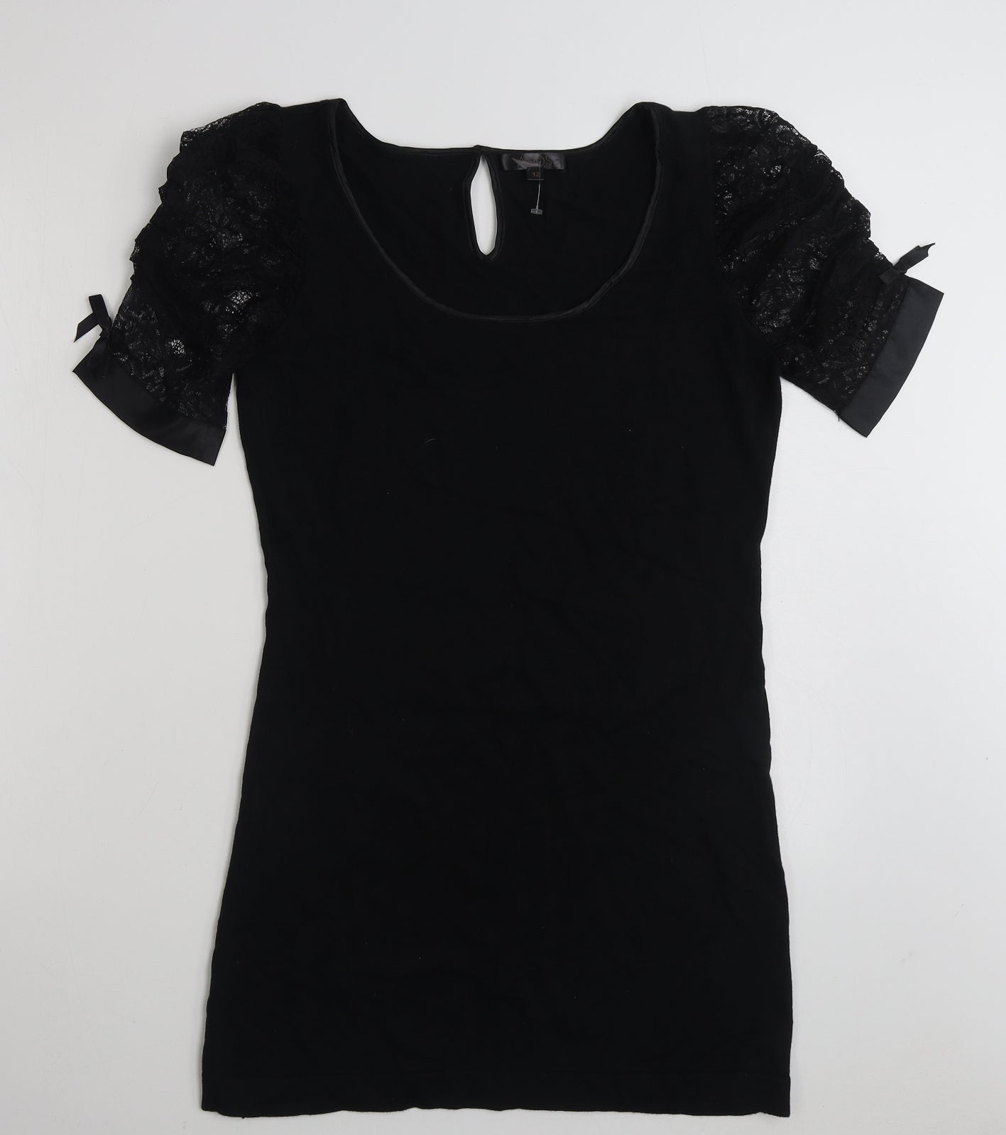 ASOS Womens Black  Viscose Jumper Dress  Size 12  Scoop Neck Pullover