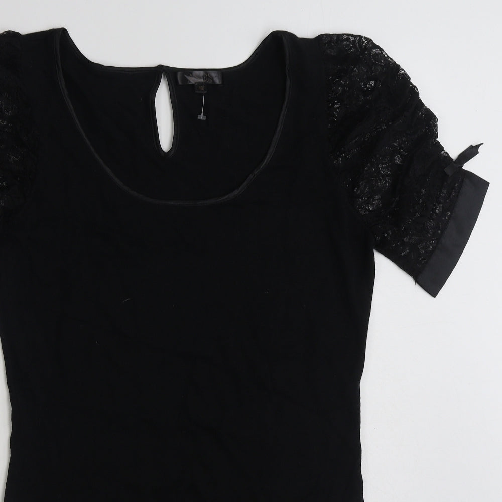 ASOS Womens Black  Viscose Jumper Dress  Size 12  Scoop Neck Pullover