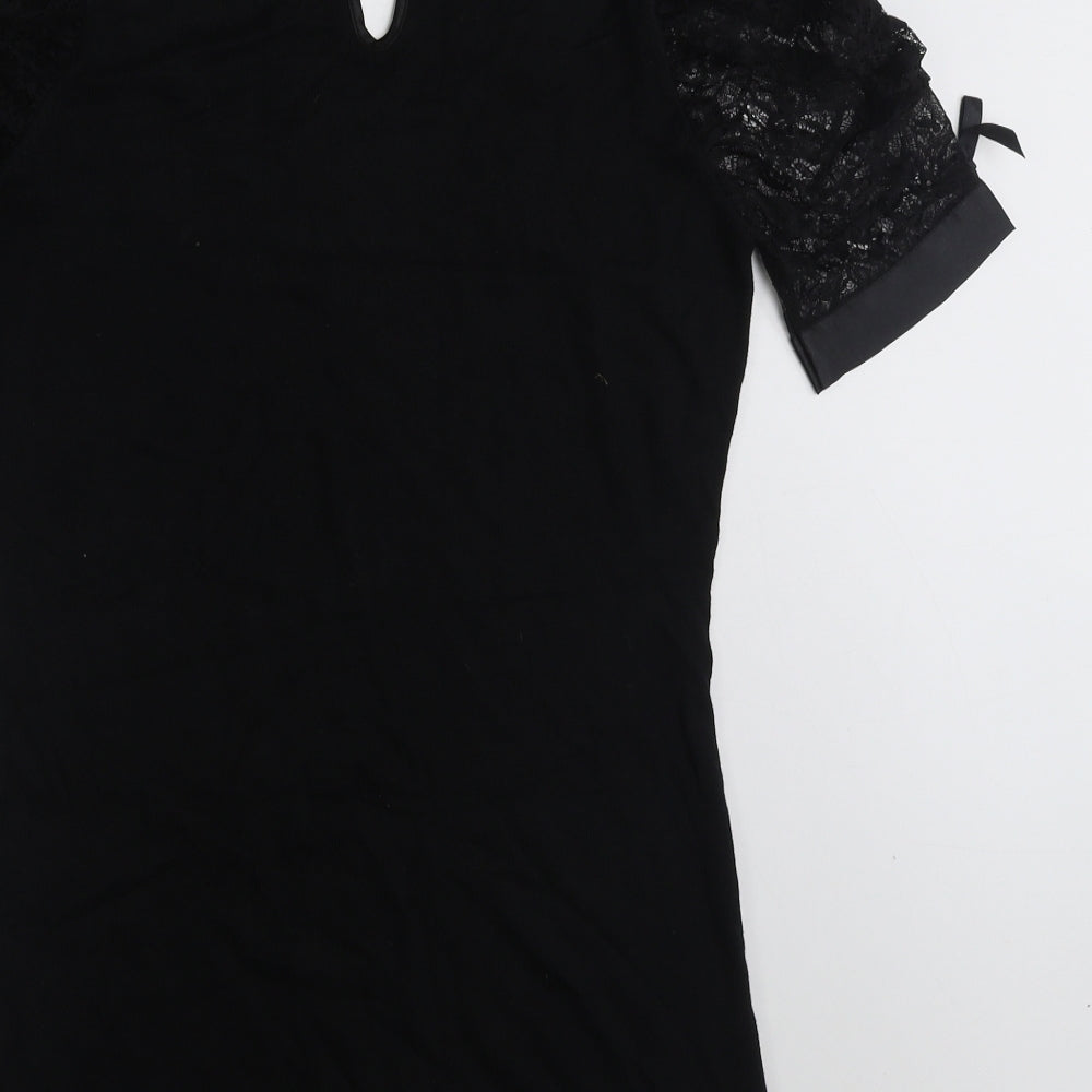 ASOS Womens Black  Viscose Jumper Dress  Size 12  Scoop Neck Pullover